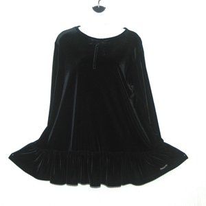 CLCASI Velvet Shift Long Sleeve Pleated Mini Dress Size Large